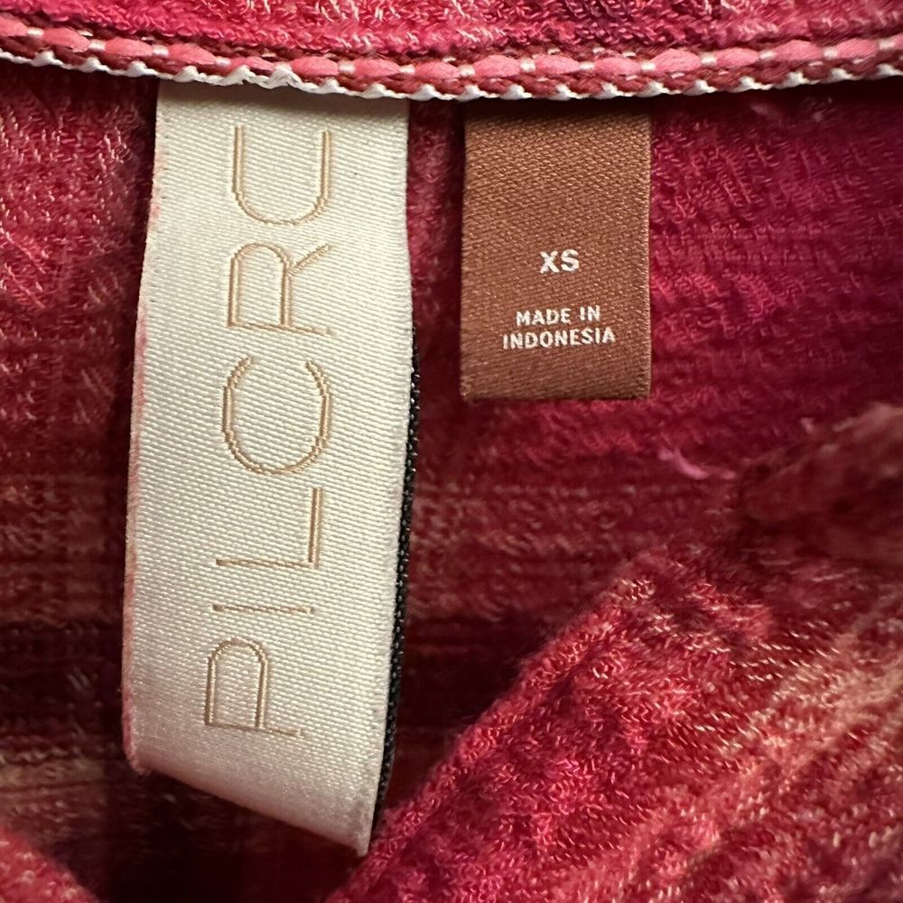 Pilcro Anthropologie Pink Plaid Pockets Crinkle Tunic Button Collared‎ Top XS - Picture 10 of 12